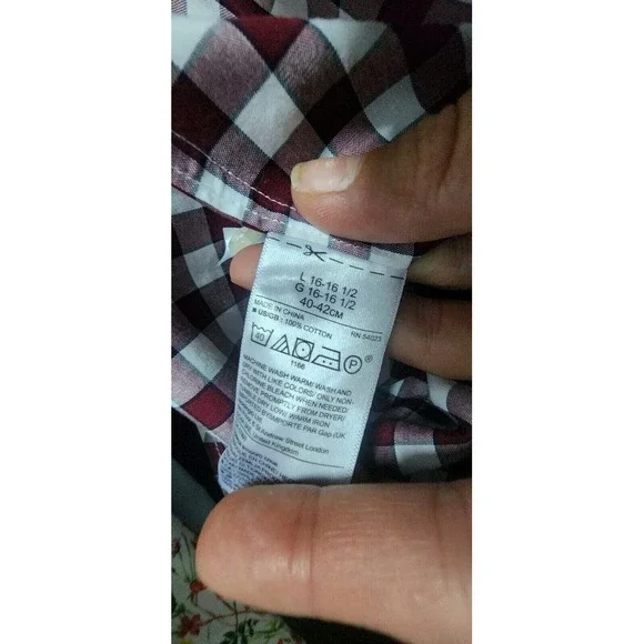 Banana Republic Men's Large Fit Camden Red Plaid Dress Shirt Button Up‎ New - Picture 10 of 11